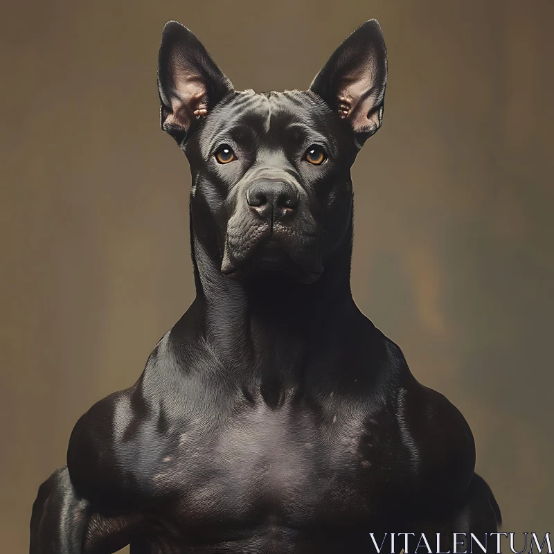 Intense Black Dog with Muscular Build AI Image