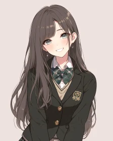 Adorable Anime Schoolgirl Portrait