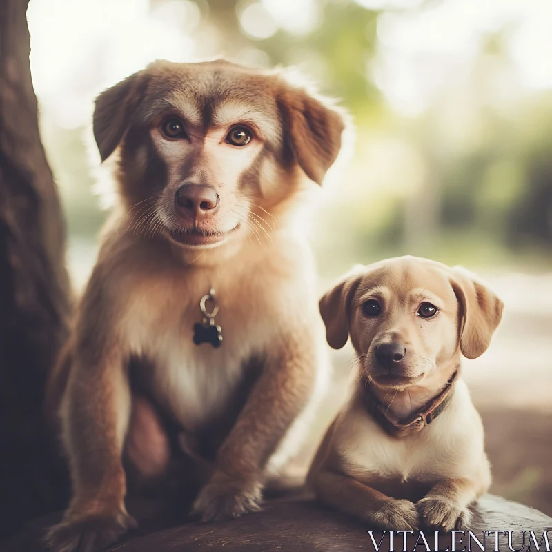 Charming Portrait of a Canine Pair in Nature AI Image