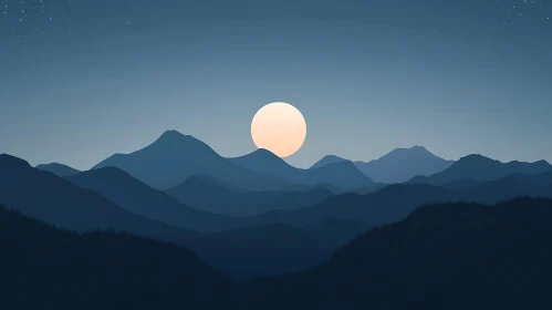 Peaceful Mountain Landscape at Night