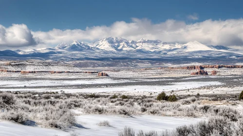 Winter Mountain Scenery with Snow