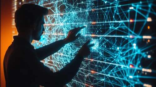Man Interacting with Virtual Data