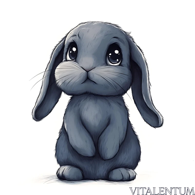 Charming Cartoon Bunny with Big Eyes AI Image