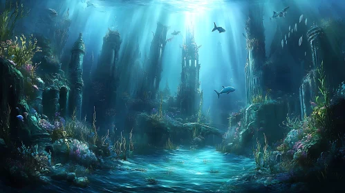 Submerged Ruins and Marine Life