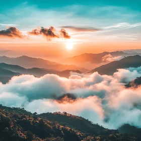 Serene Mountain Sunset Cloudscape