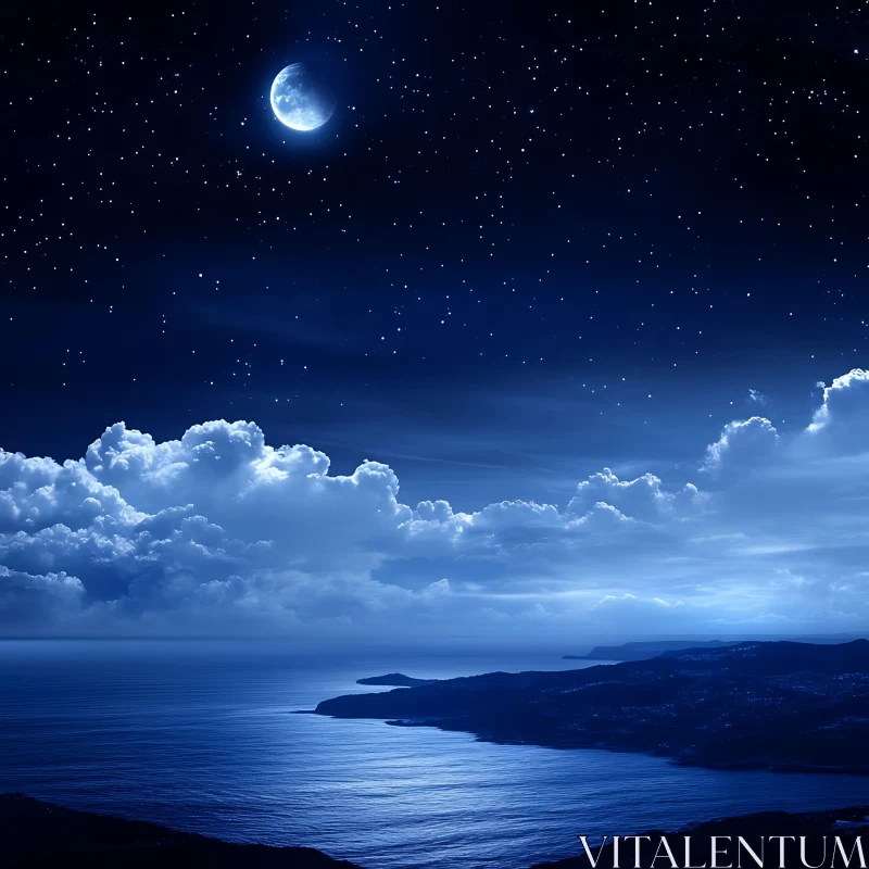 AI ART Moonlit Seascape