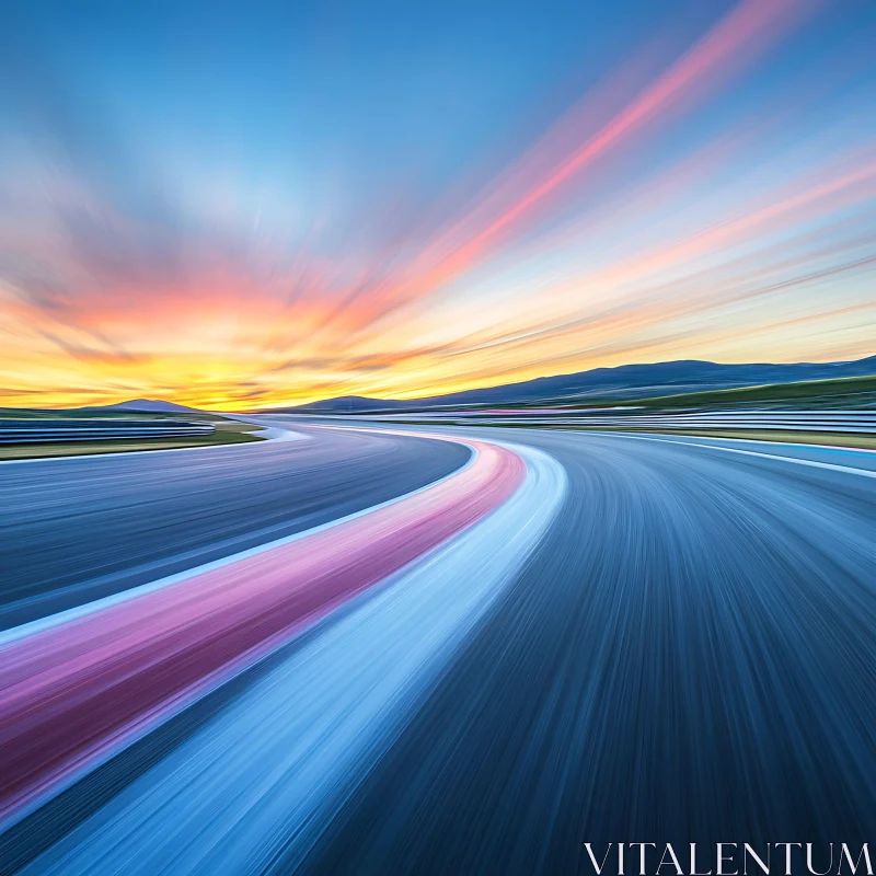 AI ART Abstract Road at Sunset