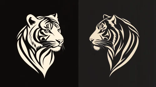 Two Tigers Face Off in Monochrome