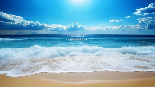 Peaceful Seascape with Waves and Sunlight