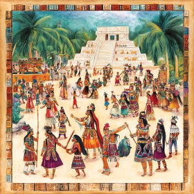 Maya Aztec People in the Square