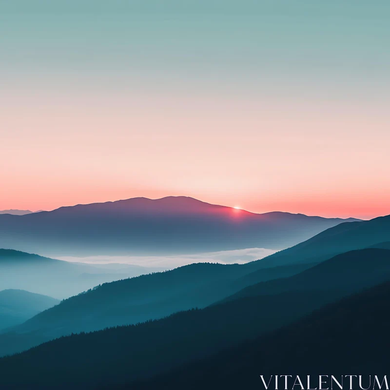 Mountain Range at Sunrise AI Image