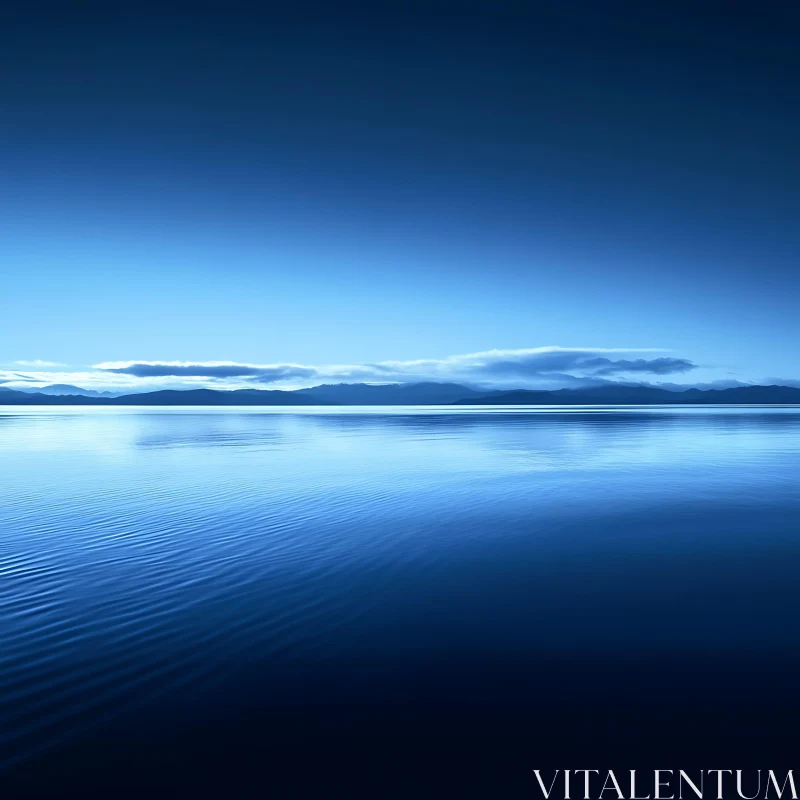 AI ART Peaceful Blue Water Landscape