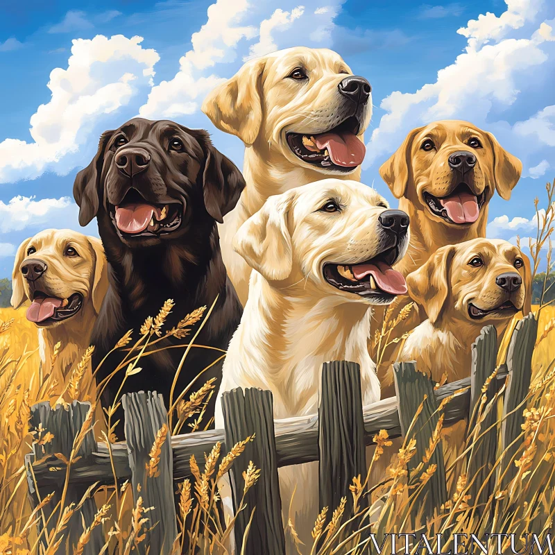 Labrador Retrievers Together in Nature AI Image