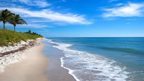 Coastal View with Blue Sky and Waves