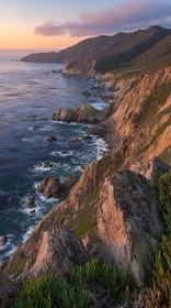 Seaside Sunset Over Rocky Cliffs