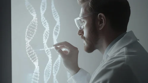 Scientist Analyzing DNA Structure