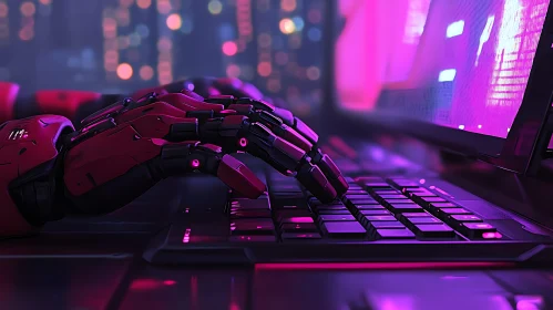 Robotic Hand Keyboard Neon