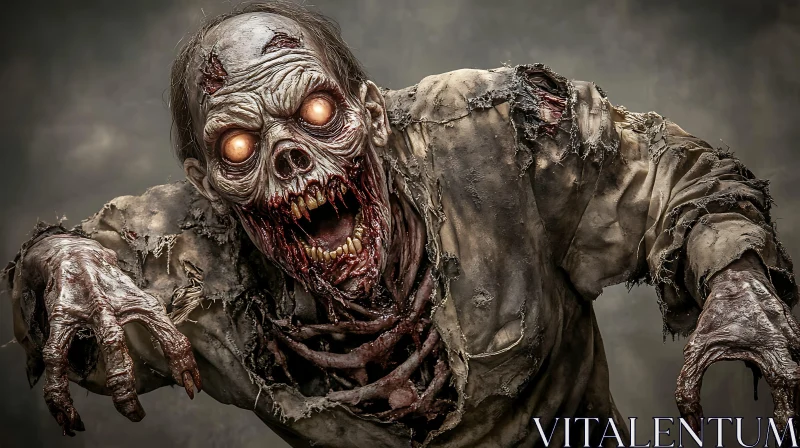 Gruesome Zombie Close-up: Horror Creature Art AI Image