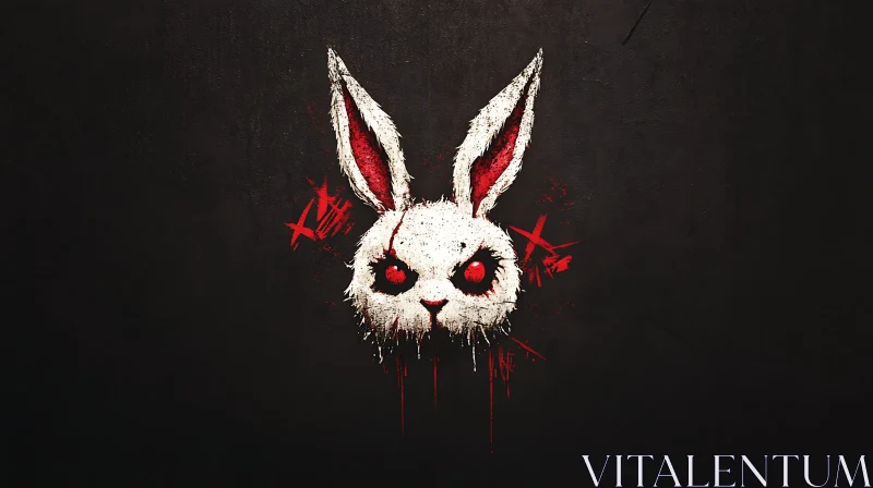 Sinister Bunny with Red Eyes AI Image