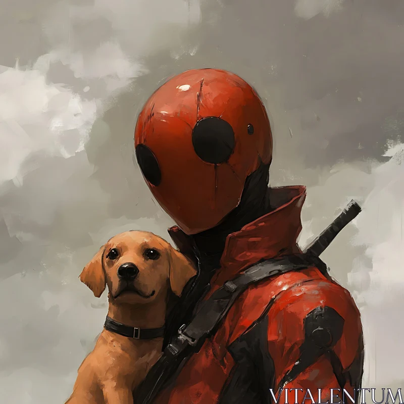 Masked Hero with Dog AI Image