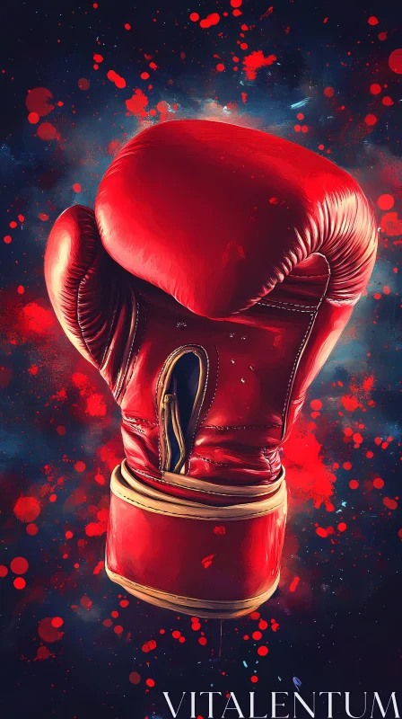 AI ART Red Boxing Glove in Action-Packed Splatter Background AI Generated Image