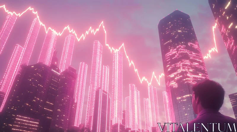 Financial District in Pink Hues AI Image