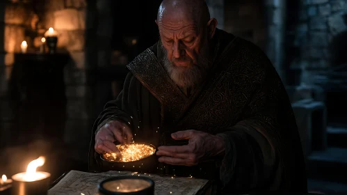Medieval Alchemist at Work