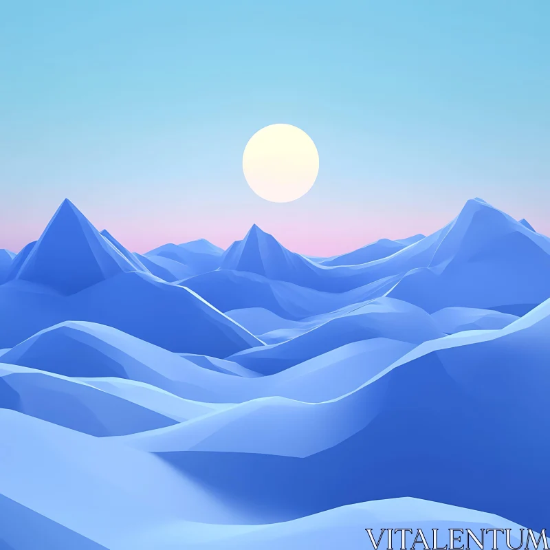 Pastel Geometric Mountain Serenity AI Image