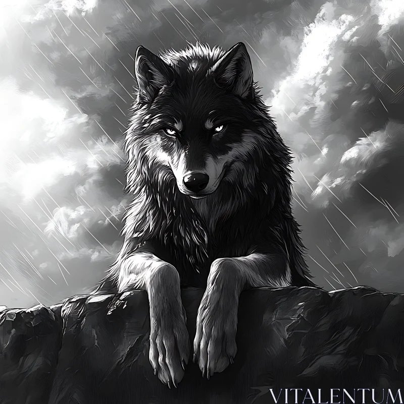 AI ART Wolf in the Storm