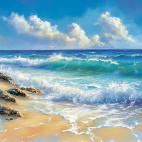 Coastal Serenity: Waves and Clouds