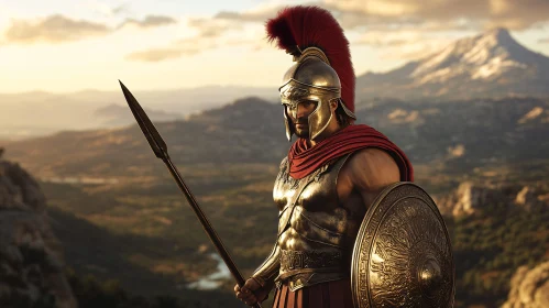 Ancient Roman Soldier in Scenic Terrain