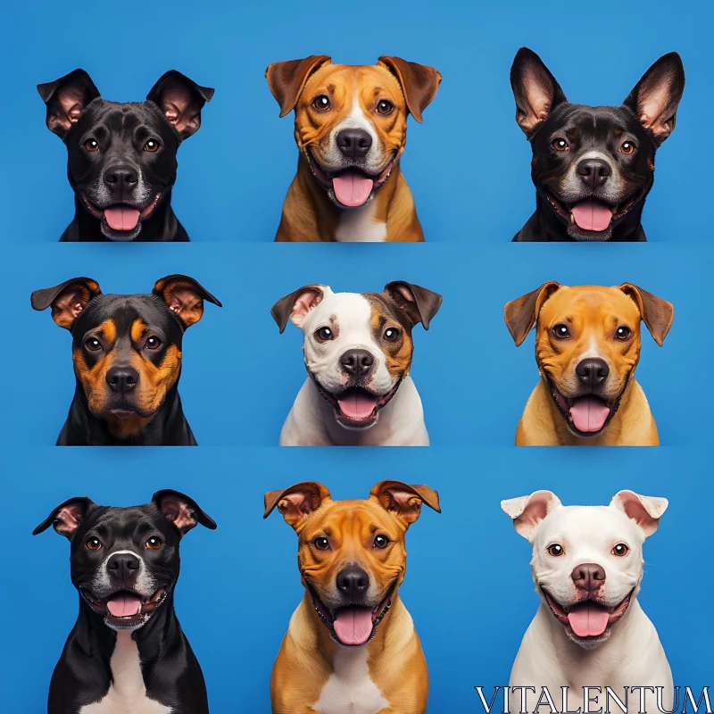 Playful Dog Faces Collection AI Image