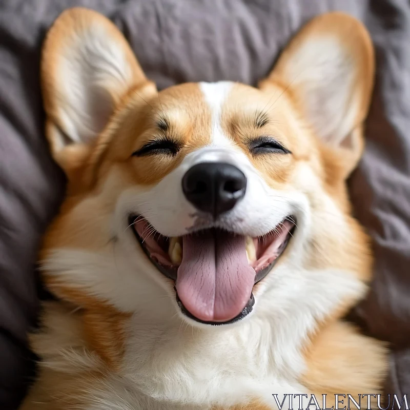 Happy Corgi Dog with Tongue Out AI Image