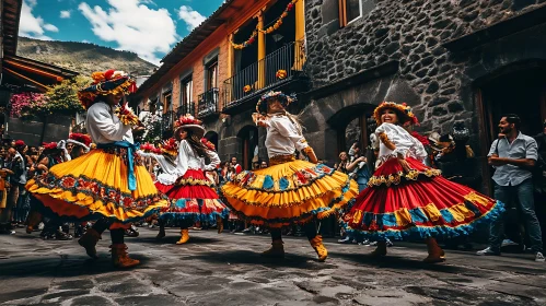 Vibrant Skirts in a Street Dance