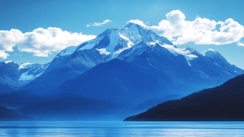 Snowy Peaks Reflected in Calm Waters