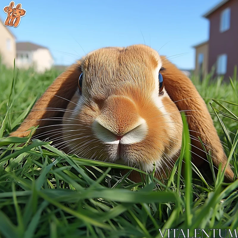 Close-Up of a Bunny in the Grass AI Image