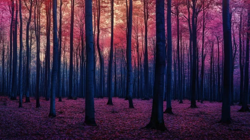 Majestic Sunset in a Colorful Forest