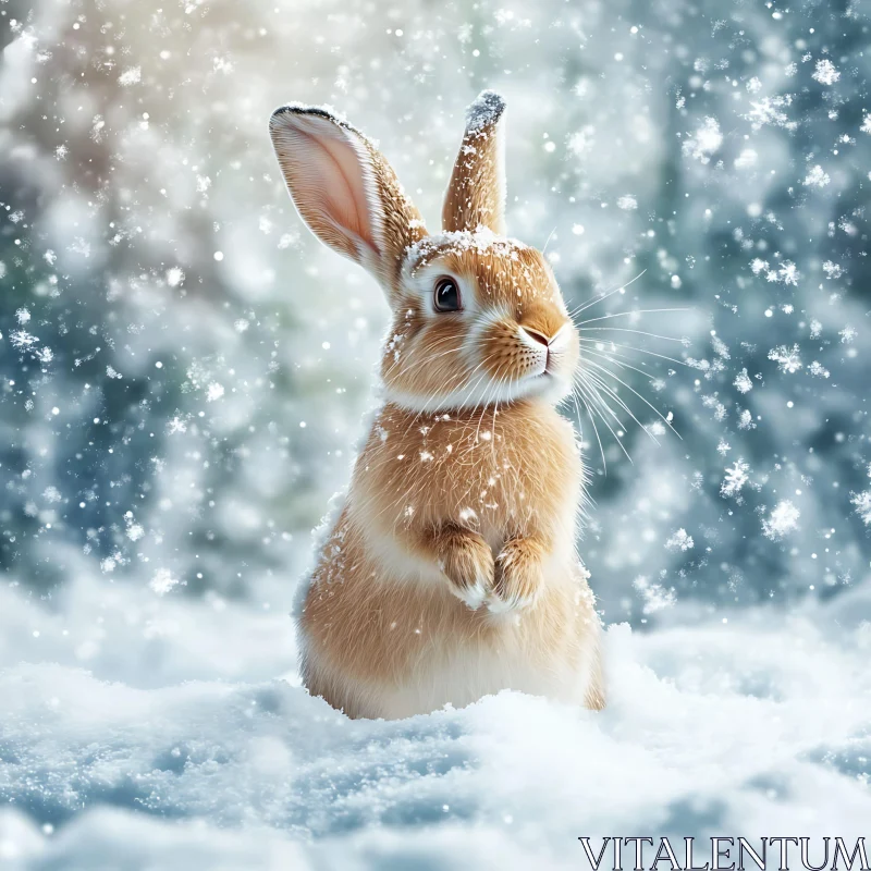 Snowy Bunny Portrait AI Image