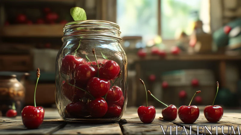 Cherries in a Glass Jar AI Image