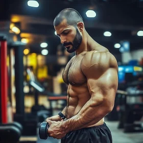 Man Lifting Weights in Gym