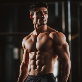 Muscular Man Portrait in Dark Setting