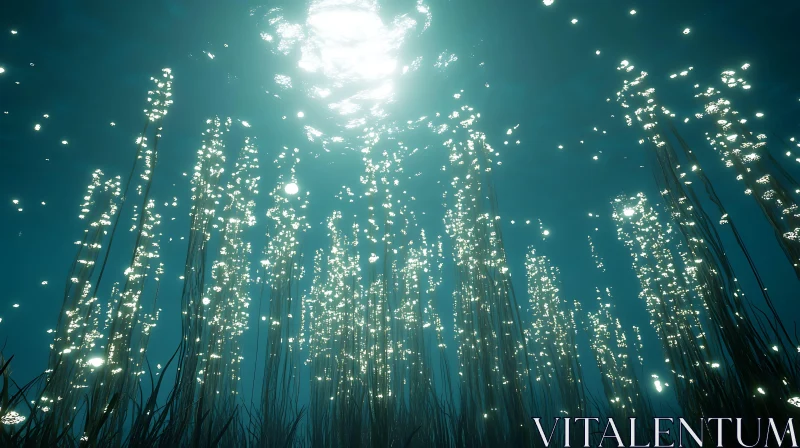 Sunlit Underwater Plant Life AI Image