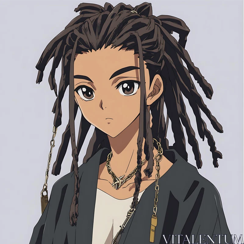 Anime Portrait with Dreadlocks AI Image