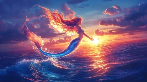 Fantasy Mermaid with Wings