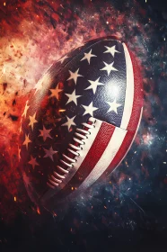 Dramatic American Football Close-Up with USA Flag Design