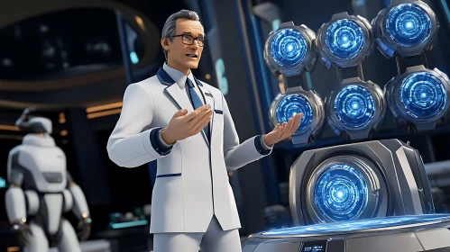 Man Presenting Futuristic Technology