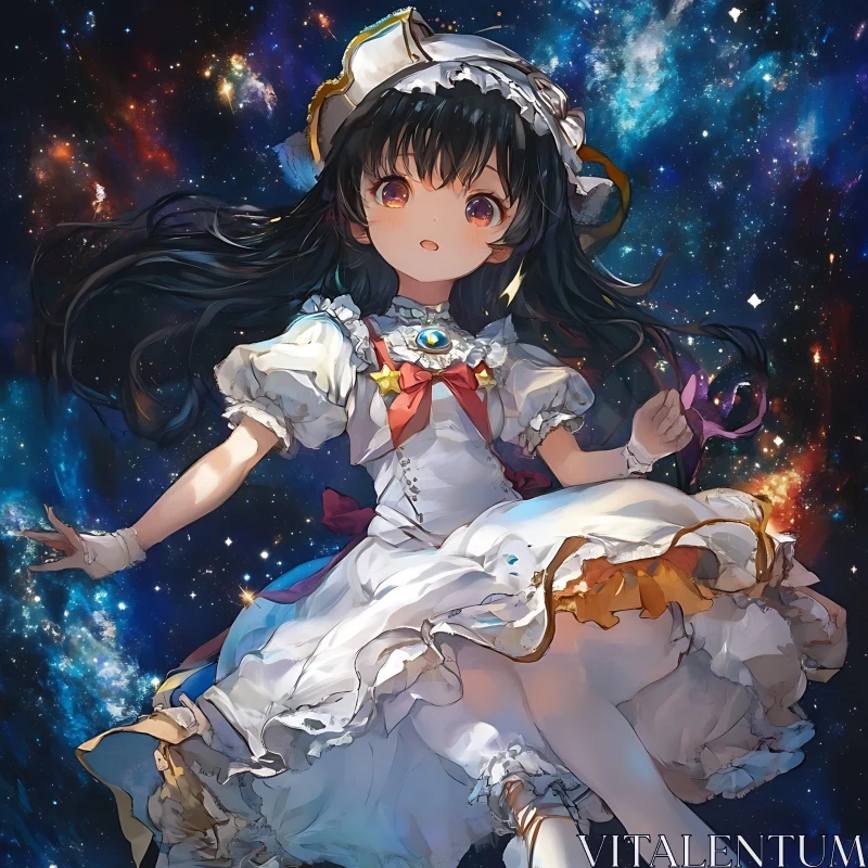 Fantasy Anime Girl in Space AI Image