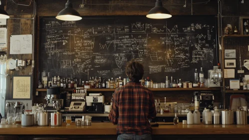 Man at Bar with Complex Equations