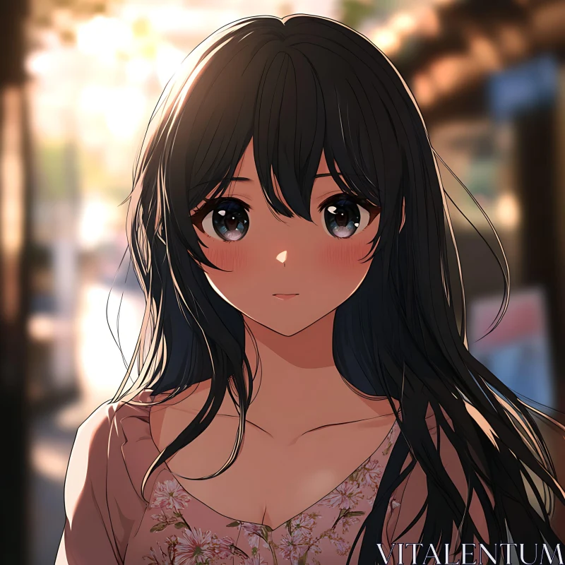 AI ART Anime Portrait of a Girl at Sunset