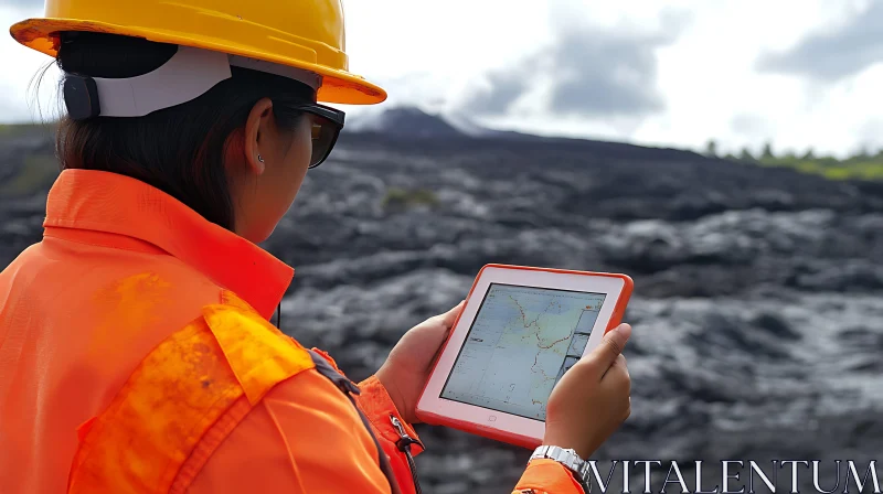 Geological Survey with Digital Tablet AI Image